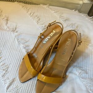 Prada Women's Tan and Yellow Heels